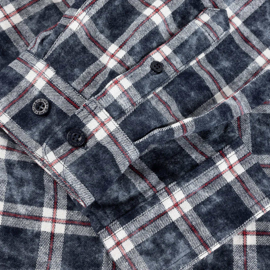 Dime Plaid Flannel Shirt - Bleached Navy - Image 3