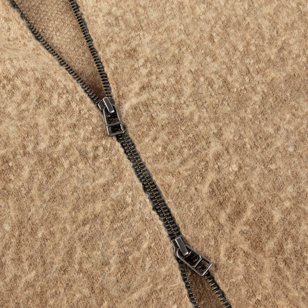 Dime Mohair Double Zip Knit - Camel - Image 3